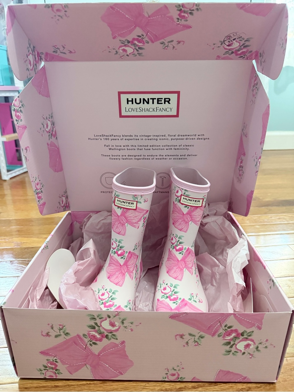 Hunter x LoveShackFancy Rain Boots size 12